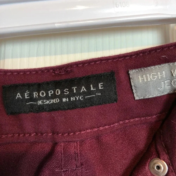 Aeropostale High Waisted Jeggings Burgandy 000 - Picture 3 of 5